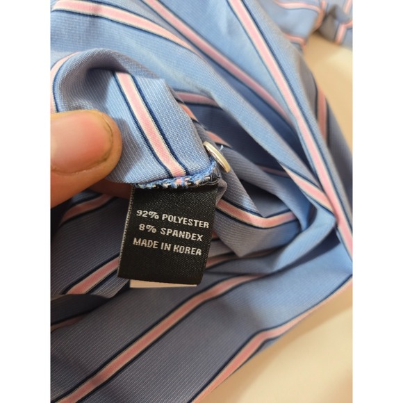 Turtleson Tour Performance Polo Golf Shirt Men's Medium Blue Striped - Picture 5 of 11